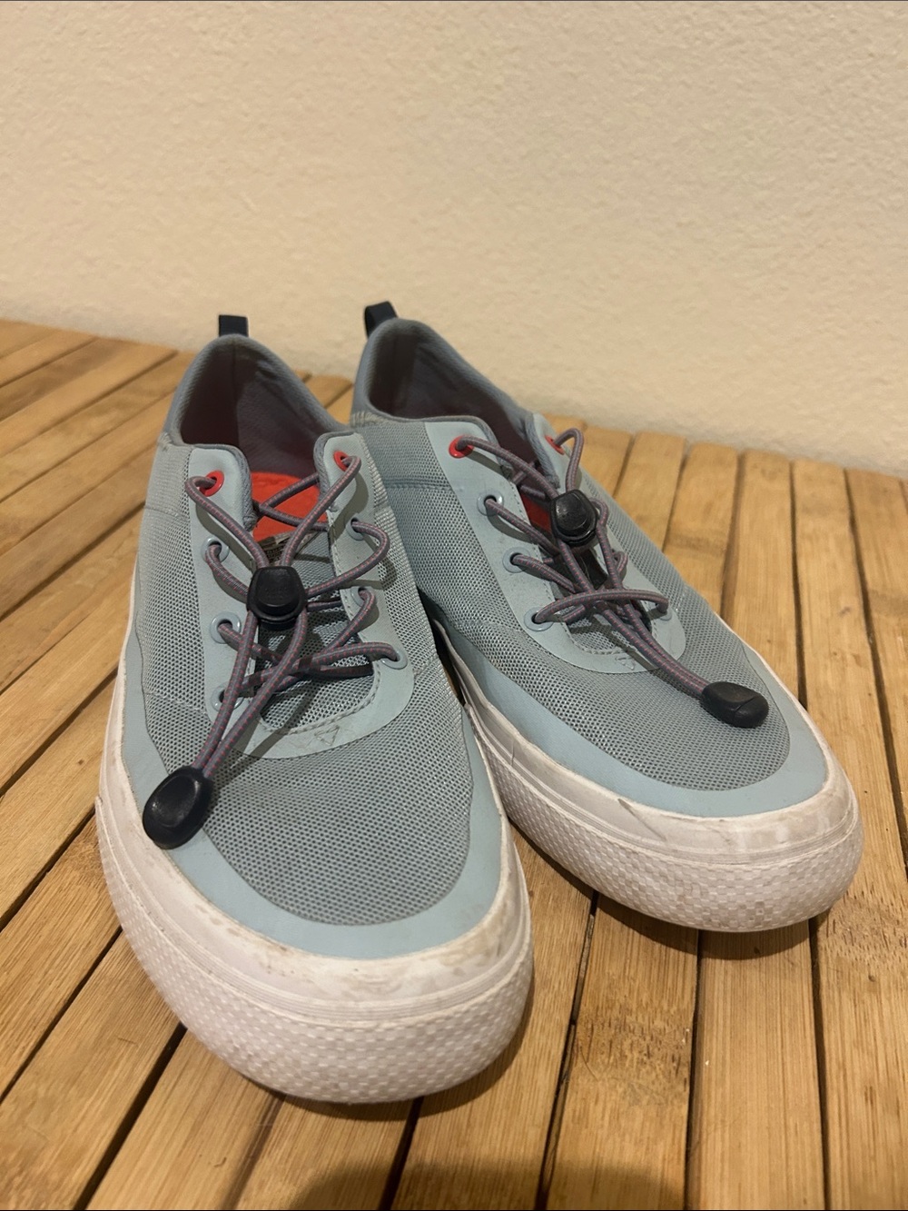 PFG Women’s Columbia Casual Light Blue Slip-On Sneakers with Bungee Laces